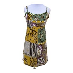 Cabi LIKE NEW sz 8 Patchwork Yellow and Purple Dress